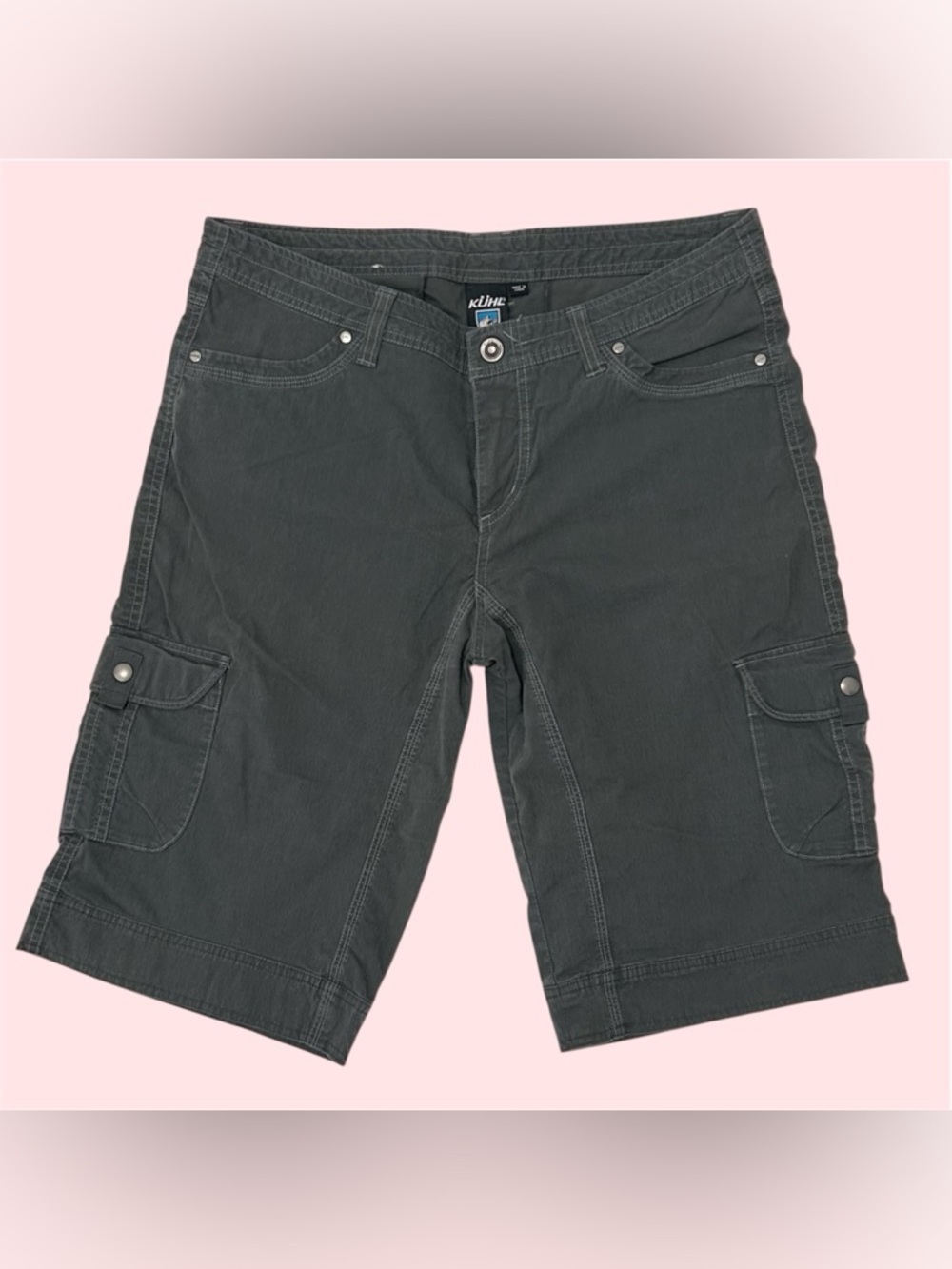 Kuhl Hiking Cargo Shorts Midrise Stretch Inseam 14 Womens Size 14 Grey